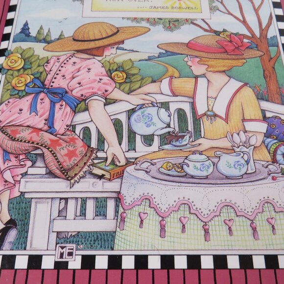 Mary Engelbreit Notebook Friendship Hard Cover, Padded, Stripped, Tea Party - Picture 3 of 7